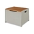 Baú Organizador Forky em madeira, na cor cinza sem impressão com tampa amadeirada, ideal para guardar brinquedos e organizar ambientes.