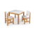 Conjunto Mesa Infantil Timão com duas cadeiras Pooh na cor branco, ideal para crianças, com estrutura de madeira e design moderno.