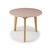Mesa infantil Tiko redonda com tampo rosa e pés de madeira, ideal para ambientes infantis.