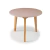 Mesa infantil Tiko redonda com tampo rosa e pés de madeira, ideal para ambientes infantis.