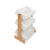 Estante organizadora Mulan de madeira com três prateleiras inclinadas, ideal para organização de brinquedos e livros.