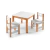 Kit mesa infantil Timão com duas cadeiras Pumba na cor branco, ideal para crianças, com estrutura de madeira e design funcional.
