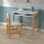 Mesa juvenil Simba com estrutura de madeira e tampo branco, ideal para quartos infantis ou juvenis.