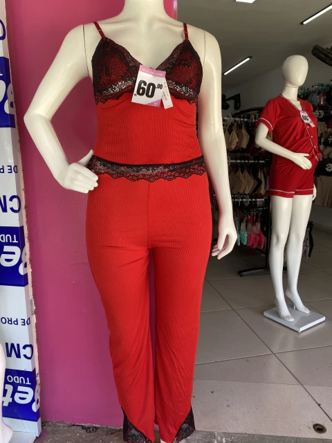 Pijama suede canelado vermelho GG