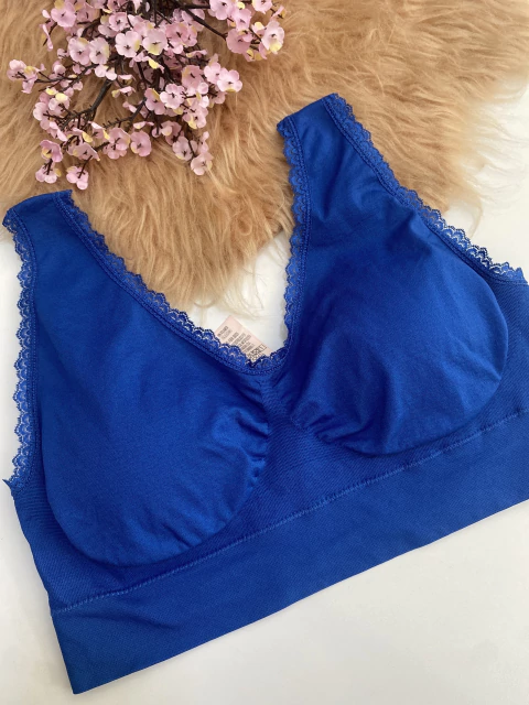 Top com bojo removível azul plus size TAM G2 veste 50 - comprar online