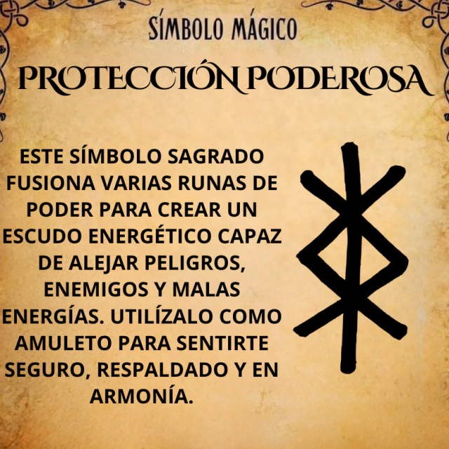 Tarjeta explicativa del s&iacute;mbolo m&aacute;gico Protecci&oacute;n poderosa