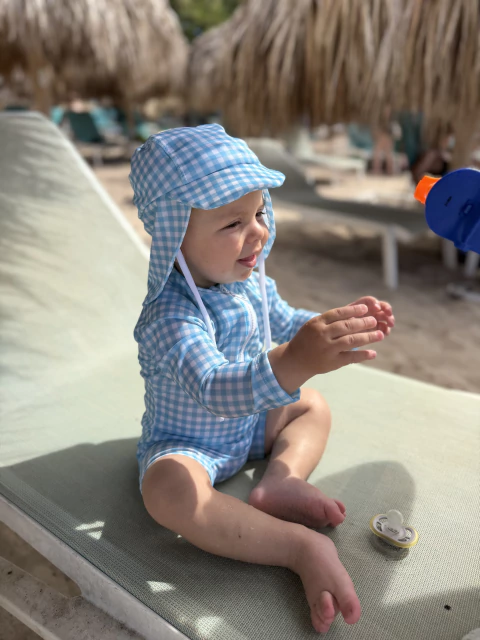 Entero UV vichy celeste / varios talles - comprar online