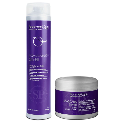 Kit Bonmetique Matizador Silver Acondicionador x350ml + Máscara x300ml - comprar online