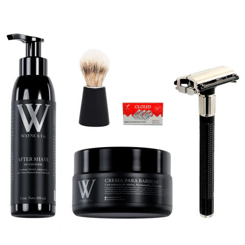 Kit After Shave + Crema de Barbear + Navaja + Filos + Brocha Wayne - comprar online