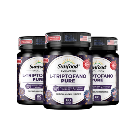 KIT 03 L-TRIPTOFANO PURE 1000MG 60 SOFTGELS - SUNFOOD EVOLUTION