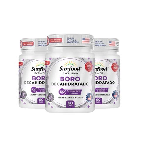 KIT 03 BORO DECAHIDRATADO 500MG 60 CAPSULAS - SUNFOOD EVOLUTION