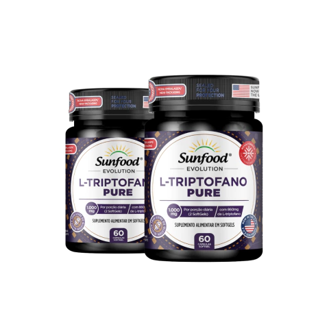 KIT 02 L-TRIPTOFANO PURE 1000MG 60 SOFTGELS - SUNFOOD EVOLUTION
