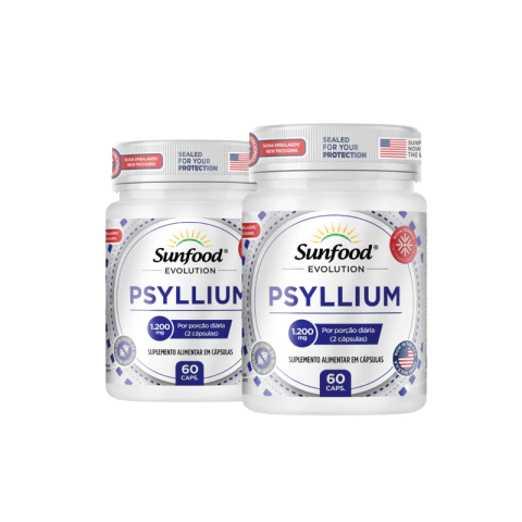 KIT 02 PSYLLIUM 1200MG 60 CAPSULAS - SUNFOOD EVOLUTION