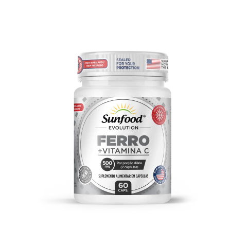 FERRO + VITAMINA C 500MG 60 CAPSULAS SUNFOOD EVOLUTION