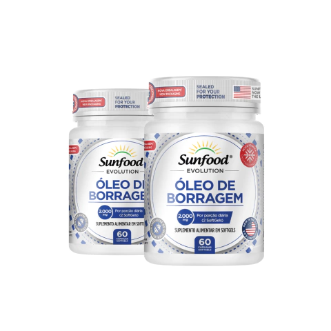 KIT 02 ÓLEO DE BORRAGEM 2.000MG 60 SOFTGELS - SUNFOOD EVOLUTION