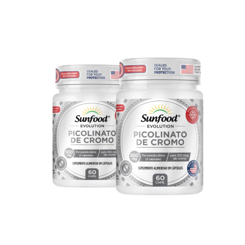KIT 02 PICOLINATO DE CROMO 500MG 60 CAPSULAS - SUNFOOD EVOLUTION