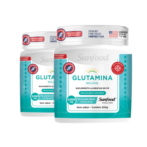 KIT 02 GLUTAMINA 5.000MG 200G - SUNFOOD EVOLUTION