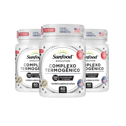 KIT 03 COMPLEXO TERMOGÊNICO 700MG 60 CAPSULAS - SUNFOOD EVOLUTION