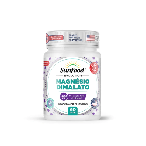 MAGNÉSIO DIMALATO 1.000MG 60 CAPSULAS SUNFOOD EVOLUTION