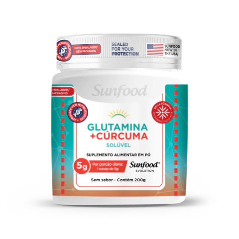 GLUTAMINA + CÚRCUMA SOLÚVEL 5000MG 200G SUNFOOD EVOLUTION