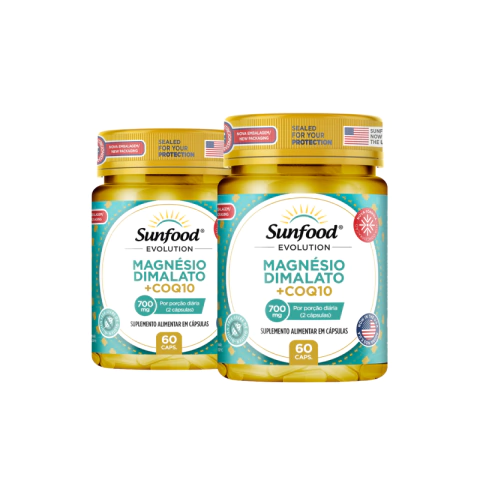KIT 02 DIMALATO + COQ10 700MG 60 CAPSULAS - SUNFOOD EVOLUTION