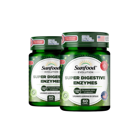KIT 02 SUPER DIGESTIVE ENZYMES 1.000MG 60 CAPSULAS - SUNFOOD EVOLUTION