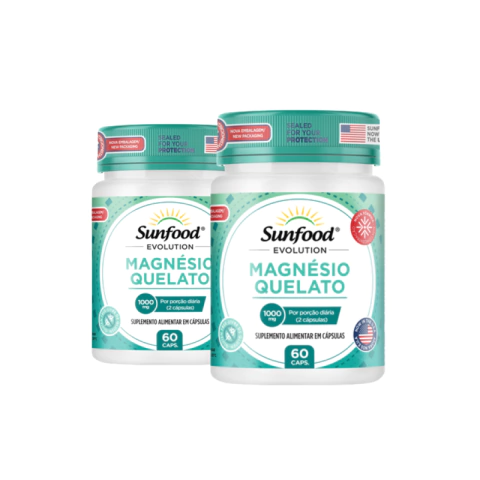 KIT 02 MAGNÉSIO QUELATO 1000MG 60 CAPSULAS - SUNFOOD EVOLUTION