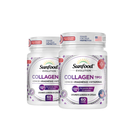 KIT 02 COLLAGEN TIPO 2 1.000MG 60 CAPSULAS - SUNFOOD EVOLUTION