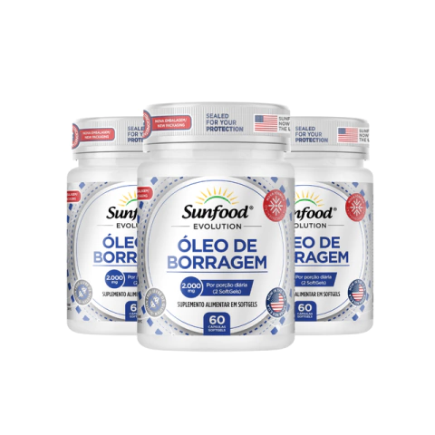 KIT 03 ÓLEO DE BORRAGEM 2.000MG 60 SOFTGELS - SUNFOOD EVOLUTION