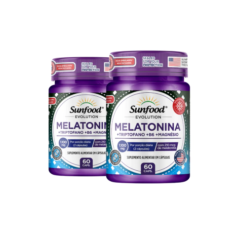 KIT 02 MELATONINA 1.100MG 60 CAPSULAS - SUNFOOD EVOLUTION