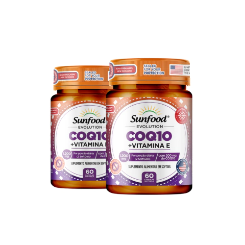 KIT 02 COQ10 + VITAMINA E 1200MG 60 SOFTGELS - SUNFOOD EVOLUTION