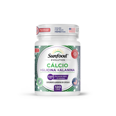 CÁLCIO + GLICINA + ALANINA 2.000MG 120 CAPSULAS SUNFOOD EVOLUTION