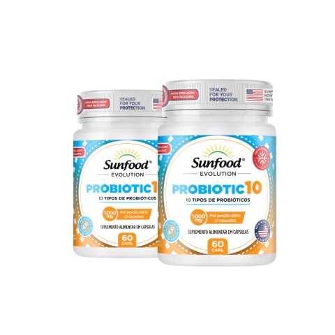 KIT 02 PROBIOTIC 10 1000MG 60 CAPSULAS - SUNFOOD EVOLUTION