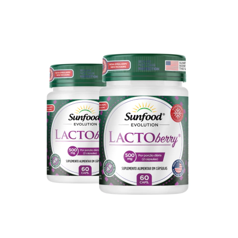 KIT 02 LACTO BERRY 500MG 60 CAPSULAS - SUNFOOD EVOLUTION