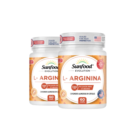 KIT 02 L-ARGININA 1100MG 60 CAPSULAS - SUNFOOD EVOLUTION