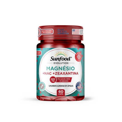 MAGNÉSIO + NAC + ZEAXANTINA 605MG 60 CAPSULAS SUNFOOD EVOLUTION