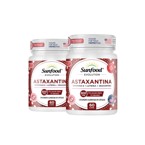 KIT 02 ASTAXANTINA 500MG 60 CAPSULAS - SUNFOOD EVOLUTION