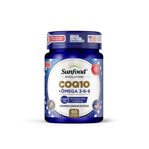COQ10 + ÔMEGA 3-6-9 2.000MG 60 SOFTGELS SUNFOOD EVOLUTION