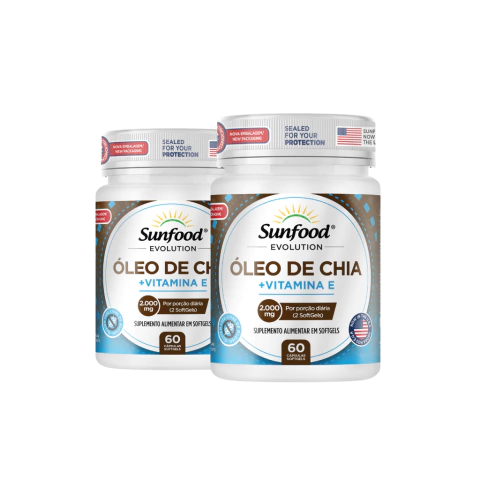 KIT 02 ÓLEO DE CHIA + VITAMINA E 2.000MG 60 SOFTGELS - SUNFOOD EVOLUTION