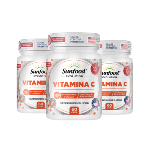 KIT 03 VITAMINA C 1200MG 60 CAPSULA - SUNFOOD EVOLUTION