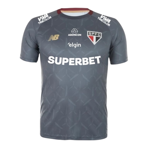 Camisa São Paulo Treino 25/26 - Torcedor New Balance Masculina - Cinza e Com Patrocínio