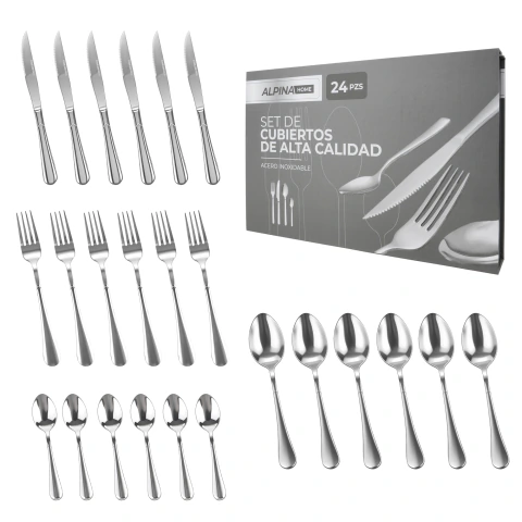 Set De Cubiertos Home Box Acero Inoxidable 24 Piezas Alpina