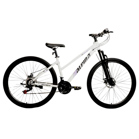Bicicleta Alpina 1.0 Pro Lady rodado 29 color blanca, mountain bike con frenos a disco y suspensión delantera.