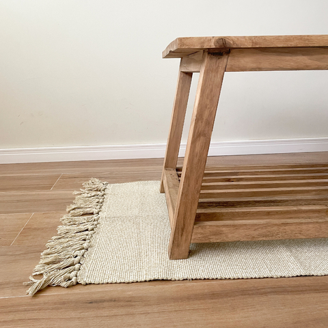 Alfombra Tejida Verde oliva y Crudo - comprar online