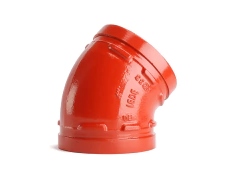 Cotovelo (joelho) 45 graus ranhurado A536 300 UL/FM em aço pintado de vermelho de 2 polegadas