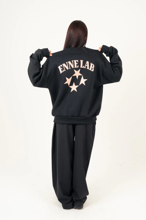 Buzo Cuello Redondo Lab Negro con Rosa - comprar online