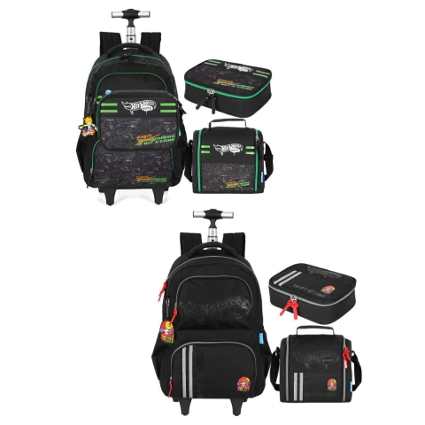 Kit Mochila Rodinhas Lancheira Estojo Juvenil Hot Wheels - comprar online