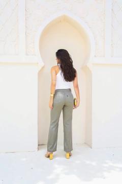 Imagem do CALÇA RETA LINHO VERDE OLIVA ALFAIATARIA