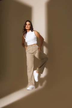 CALÇA WIDE LEG FIT CARGO CAQUI LINHO na internet