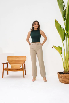 CALÇA RETA LINHO CAQUI ALFAIATARIA